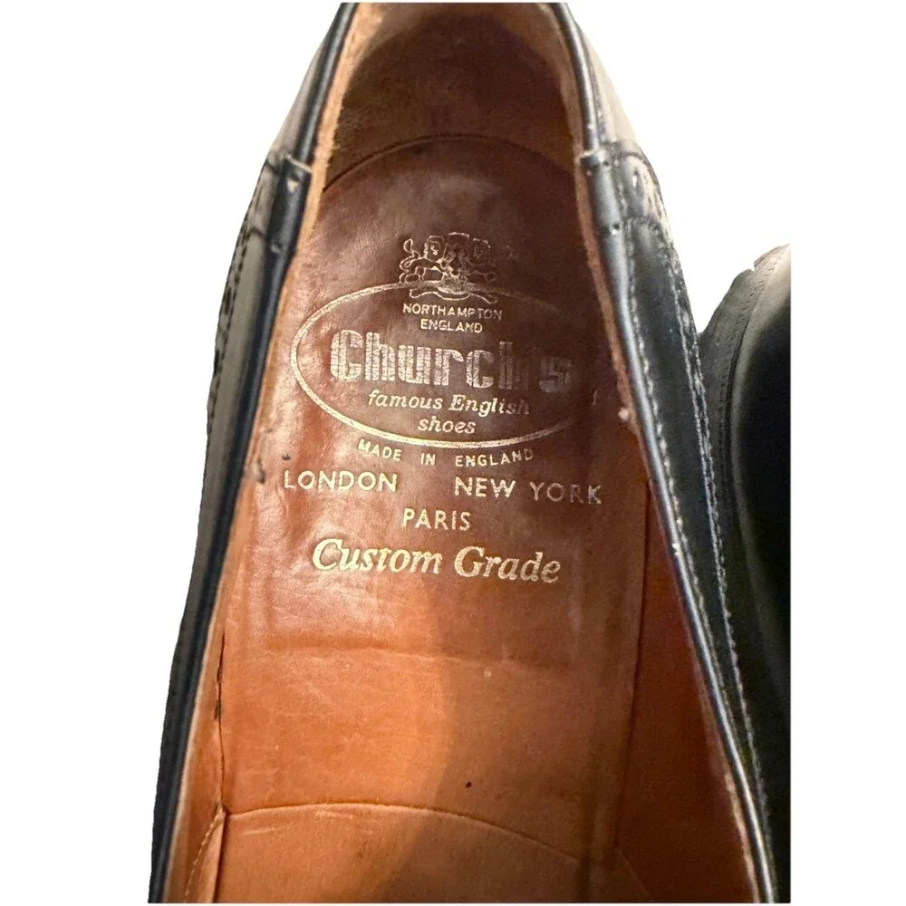 Church's Custom Grade Wingtip Brogue Derby Black Leather UK 9 A US 10 Narrow